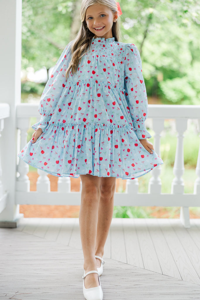 white dress with blue bows Girls: All About It Light & Apples Babydoll – Shop the Mint How to Color-Coordinate for she will love the trimmed Color:M-Blue