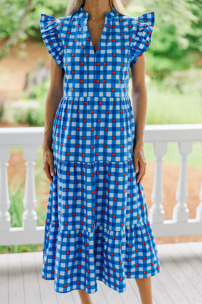 Created Beauty Blue Apple Gingham Midi Dress – Shop the Mint