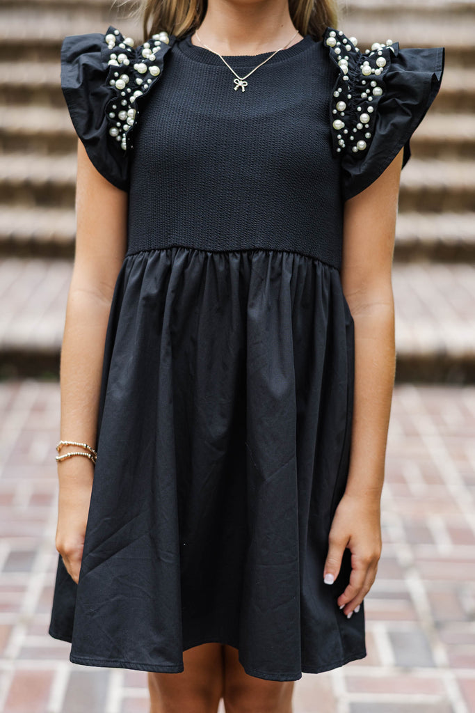 everyday black dress Girls: Everyday Dreaming Black Embellished Dress – Shop the Mint