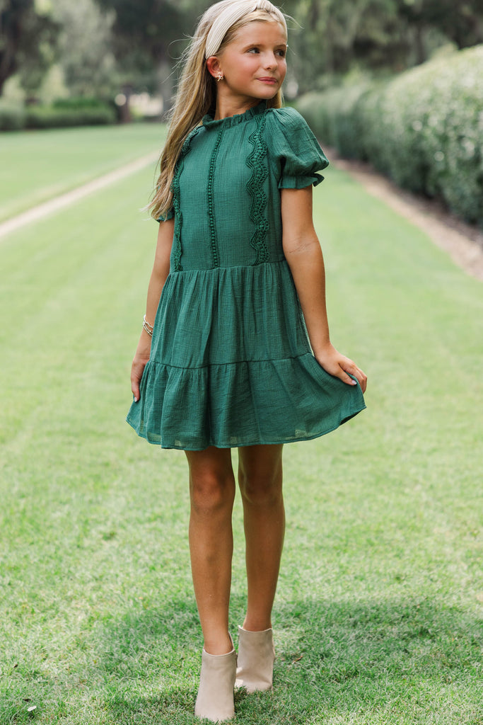 Girls: Your Fairytale Emerald Crochet Dress – Shop the Mint