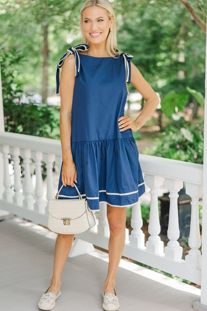 blue dress on a boat Harbor Lights Navy Neck Babydoll – Shop the Mint whats new Rhode Women's Velvet Ella Color::#31-Chartreuse