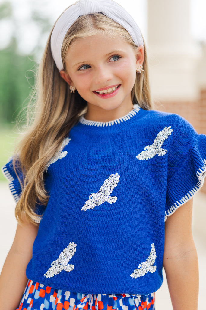 Girl Bright Blue Jumpers Only Kids Girls Fluffy Knitted Jumper