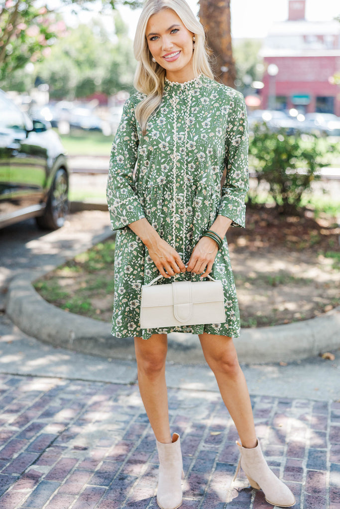 emerald green floral dress Long Sleeve Midi with Pockets, Flowers Wome Starcove Fashion Just add some fun earrings to elevate your look Always The One Emerald Floral
