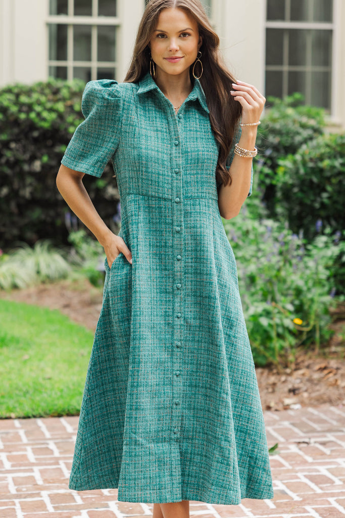 ワンピース Summer Tweed Midi Dress 120243.Take-It-As-It-Is-Teal-
