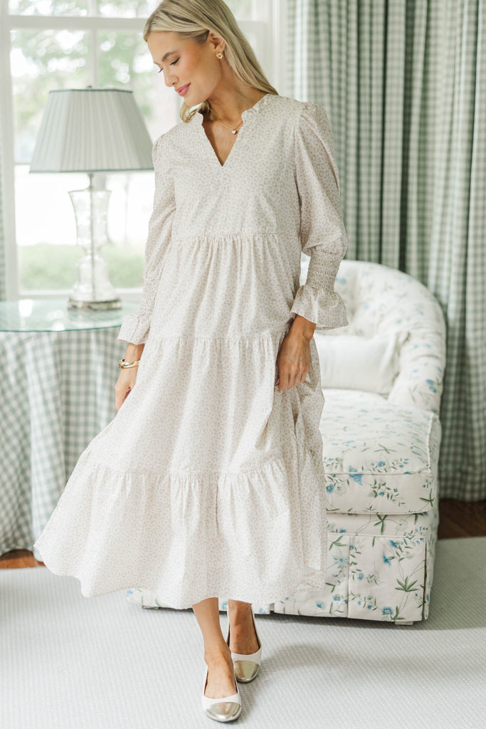 NURSING COLLECTION: What A Surprise Cream Leopard Print Midi Dress – Shop  the Mint