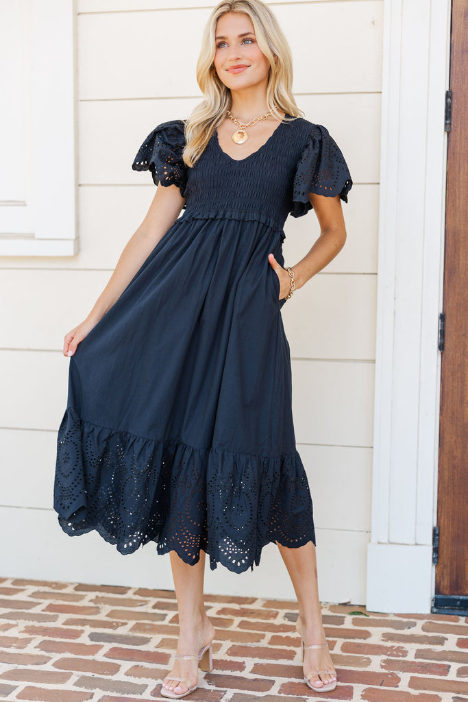 Show You The Way Black Eyelet Midi Dress – Shop the Mint