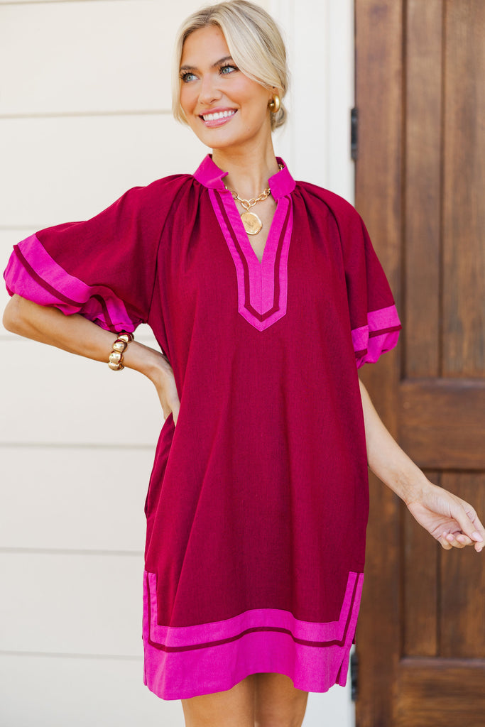 Keep It Up Burgundy Babydoll Dress