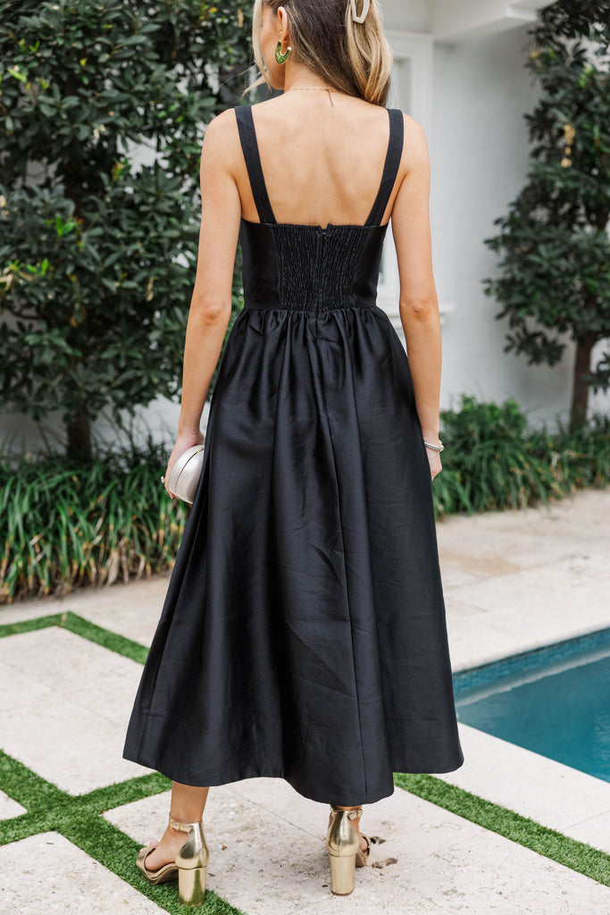 blue dress for baby girl Berylove Women Satin Black Tie Dress Sheath Spaghetti Straps Midi Formal Dress, Black / US10 main image 0
