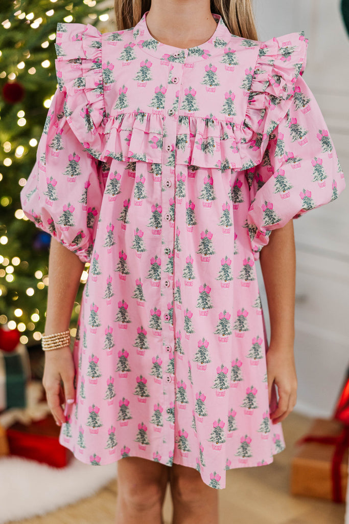 Girls: The Emelia Light Pink Christmas Tree Novelty Dress Shop the Mint Girls: The Emelia Light Pink Christmas Tree Novelty Dress Shop the Mint