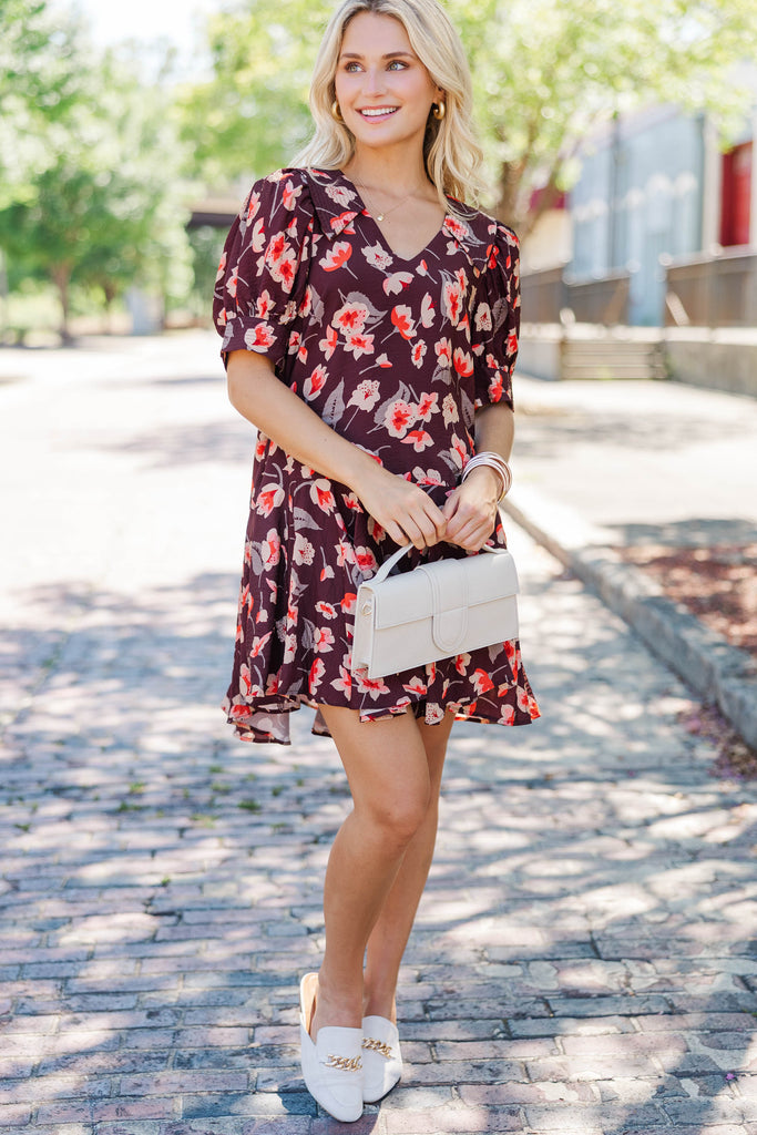 Garden Party Brown Floral Dress – Shop the Mint