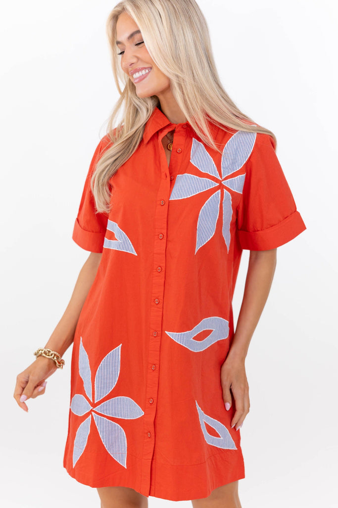 thml orange dress THML: Effortlessly Refined Red Large Floral Shift – Shop the Mint Color:Sultry Floral 14 bust 33 Curve-1 Men's White Linen Shirts