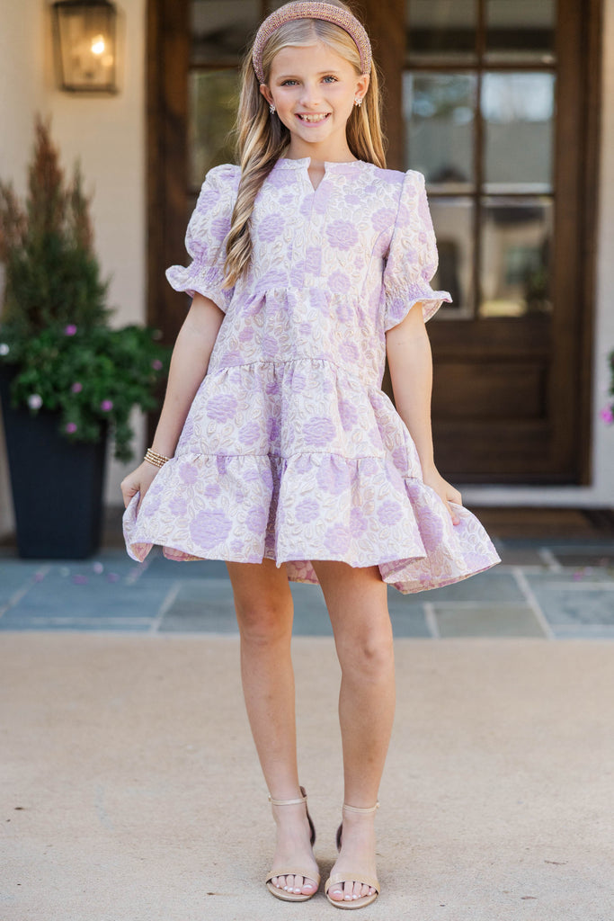 Girls: A Lovely Day Lavender Brocade Babydoll Dress – Shop the Mint