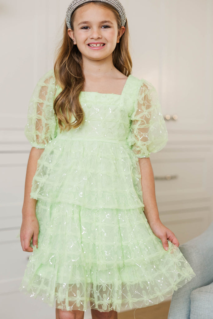 Girls: The Scarlett Green Sequin Tulle Dress, (6/7) - The Mint Julep Boutique