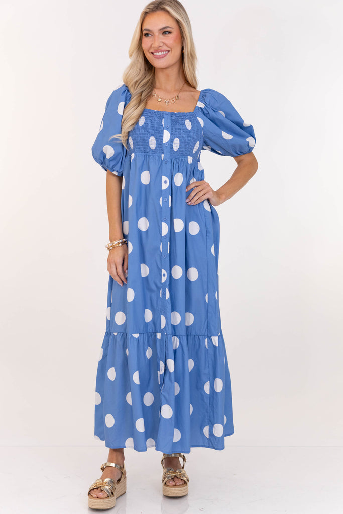 Looks Good Effortlessly Blue Polka Dot Maxi Dress, Large - The Mint Julep Boutique | Women's Boutique Clothing Looks Good Effortlessly Blue Polka Dot Maxi Dress, Large - The Mint Julep Boutique | Women's Boutique Clothing