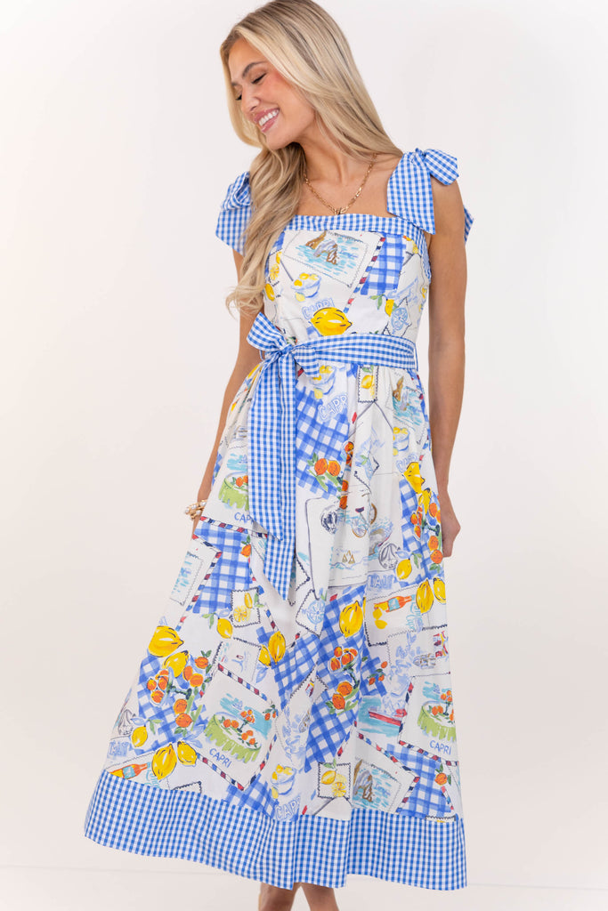 Honey Blossom Blue Lemon Print Dress – Shop the Mint