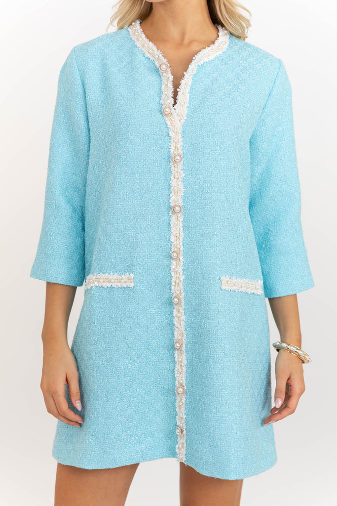 Speak Up Light Blue Tweed Dress – Shop the Mint
