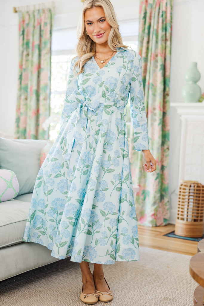 NURSING COLLECTION: About Time Light Blue Floral Midi Dress – Shop the Mint