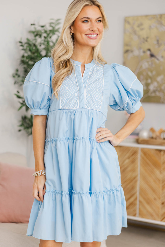NURSING COLLECTION: The Right Fit Light Blue Embroidered Babydoll