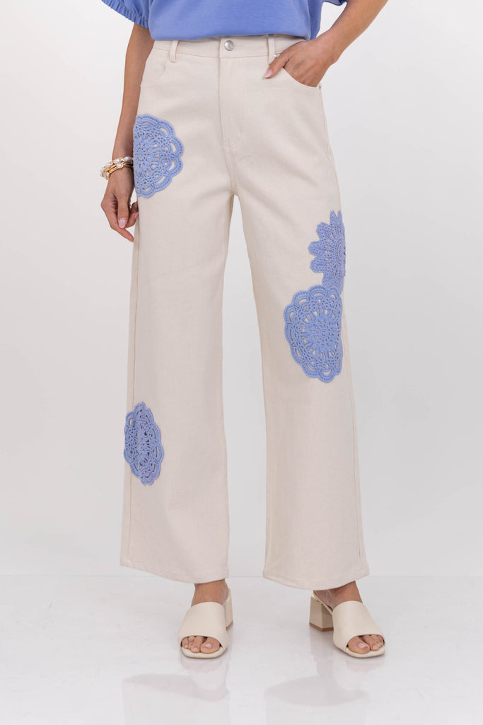 Soft Details Only Cream Eyelet Wide Leg Jeans – Shop the Mint