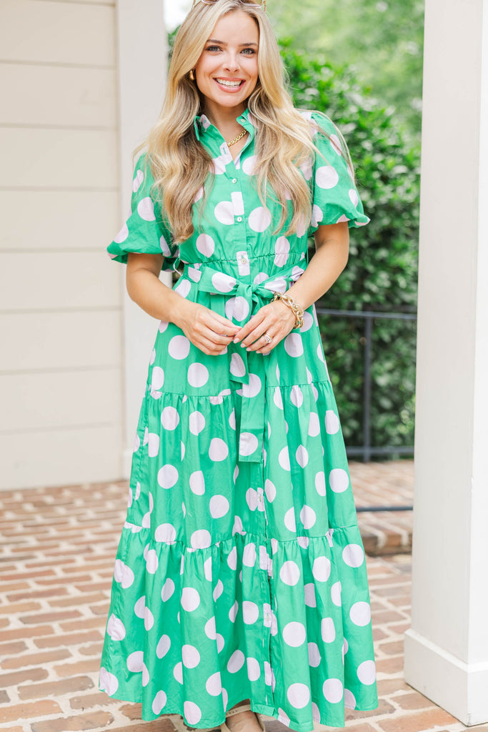 green white polka dot dress It’s A Good Day Midi ready moments Natural light linen nightdress Color:Pic Yellow Hot Sale