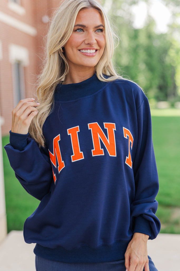 The Mint Navy Mock Neck Sweatshirt – Shop the Mint