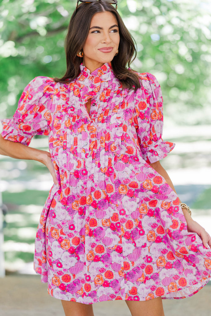 Dressed Up Pink Watercolor Dress, Medium - The Mint Julep Boutique
