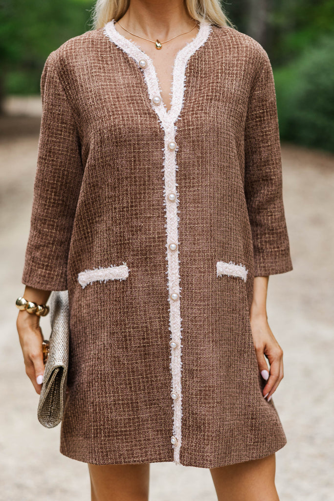 Speak Up Brown Tweed Dress – Shop the Mint