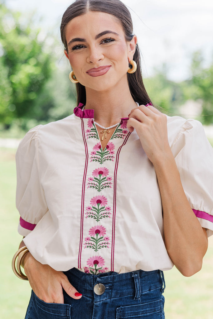 【y.】deres original embroidery blouse Easy Afternoon Cream Embroidered Blouse – Shop the Mint