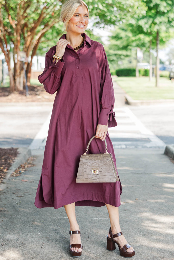The Good Stuff Burgundy Midi Dress – Shop the Mint