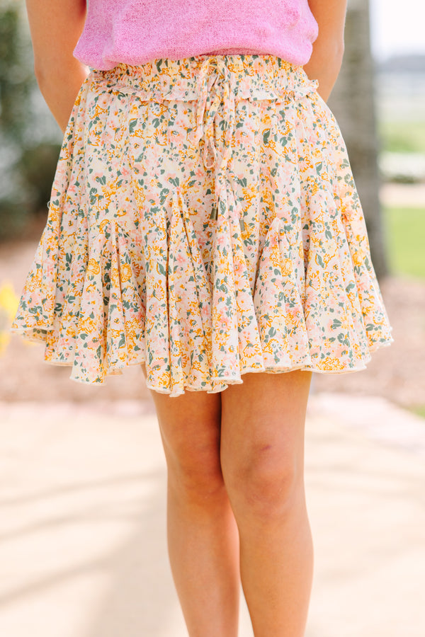 Girls: Look Your Way Yellow Ditsy Floral Ruffled Skort