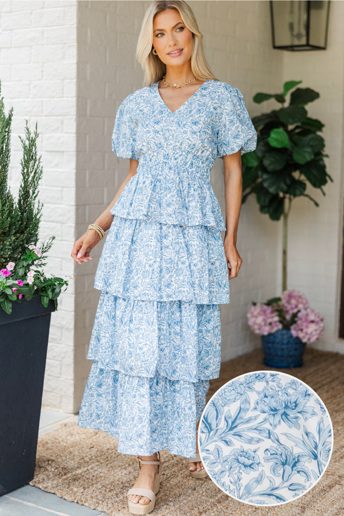 blue patterned long dress Women's Aimee Dark Teal Multi Floral Print Bustier Maxi Dress | Size: L main image 1