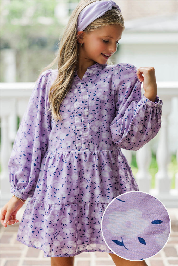 Girls: Always On My Mind Purple Floral Dress