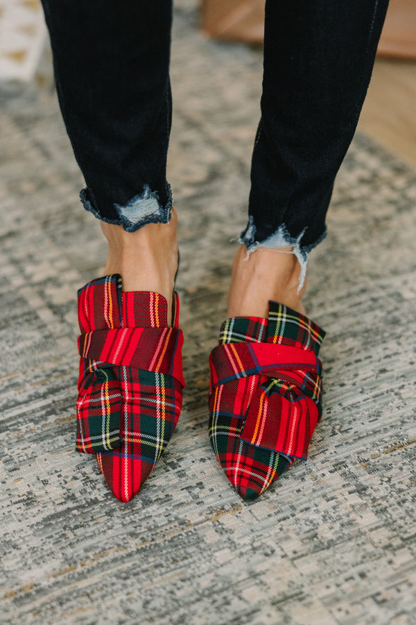 Under The Tree Red Plaid Flats