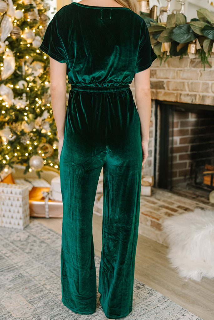 Holiday Vixen Emerald Green Velvet Jumpsuit