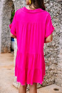 In My Thoughts Hot Pink Linen Dress