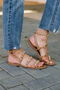 Learn From The Past Toffee Brown Studded Sandals