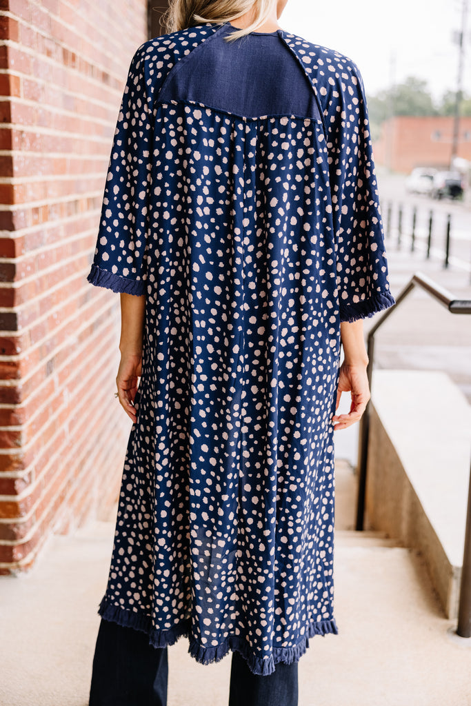 Sassy Navy Blue Spotted Kimono Trendy Kimonos Shop the Mint