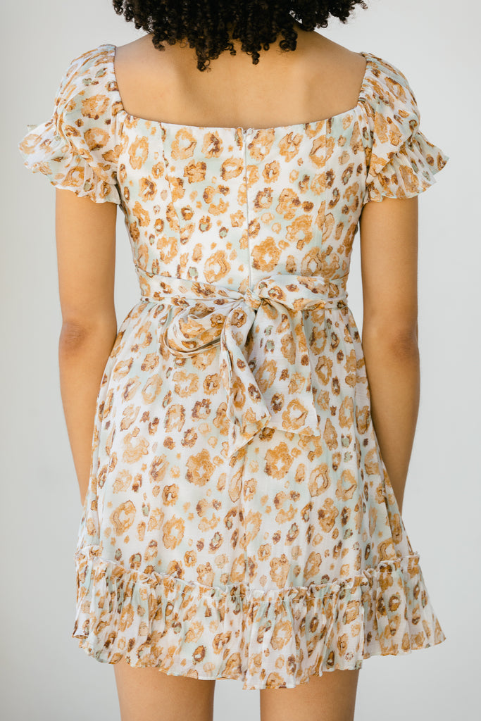 Flattering Sage Green Leopard Dress Chic Ruffled Dresses Shop the Mint