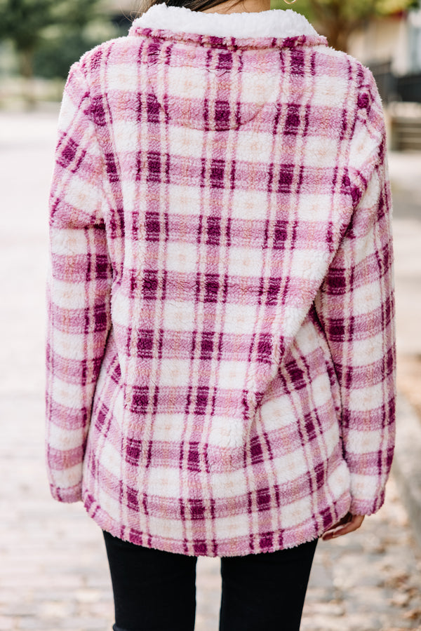 Better Get Going Pink Plaid Pullover