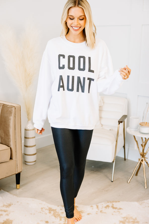 Cool Aunt White Corded Graphic Sweatshirt