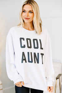 Cool Aunt White Corded Graphic Sweatshirt