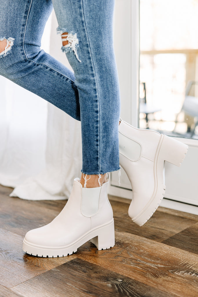 White chelsea shop booties