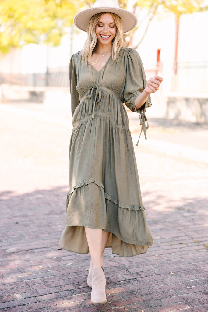 Be Your All Vintage Olive Green Midi Dress – Shop the Mint