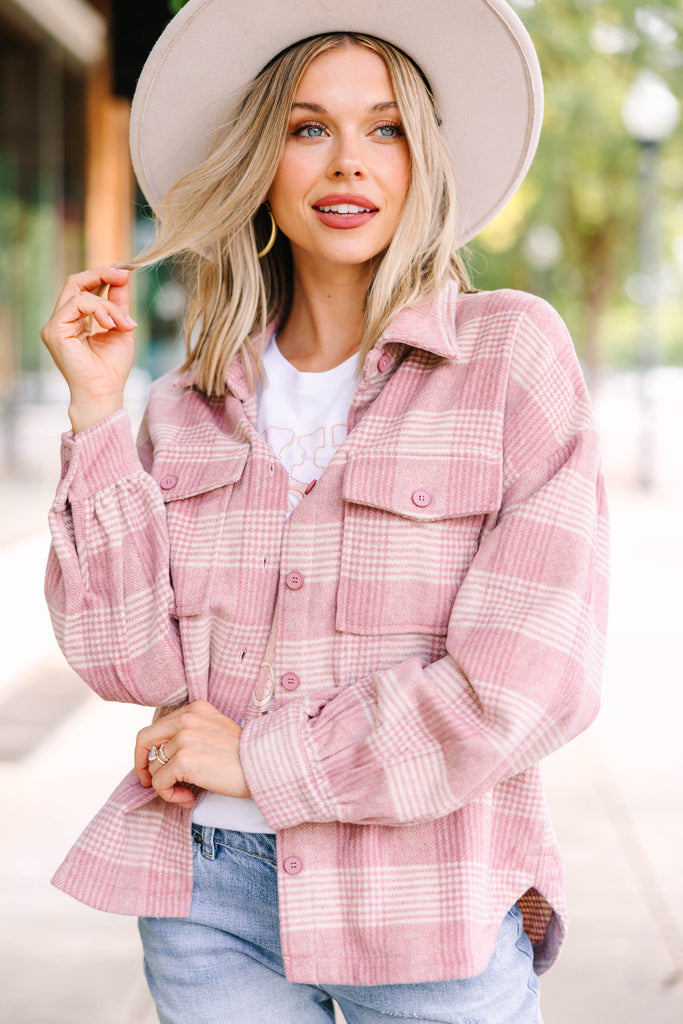 Give It A Try Desert Rose Pink Plaid Shacket Shop the Mint