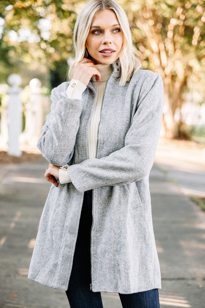Do What You Can Gray Herringbone Coat Shop the Mint
