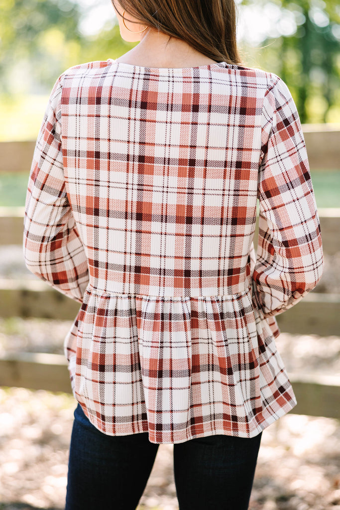 Need You Always Rust Orange Plaid Top – Shop the Mint