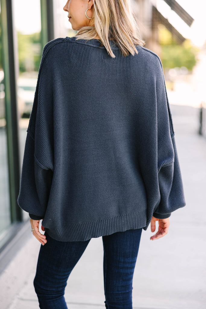 Give You Joy Slate Gray Dolman Sweater Trendy Fall Sweaters