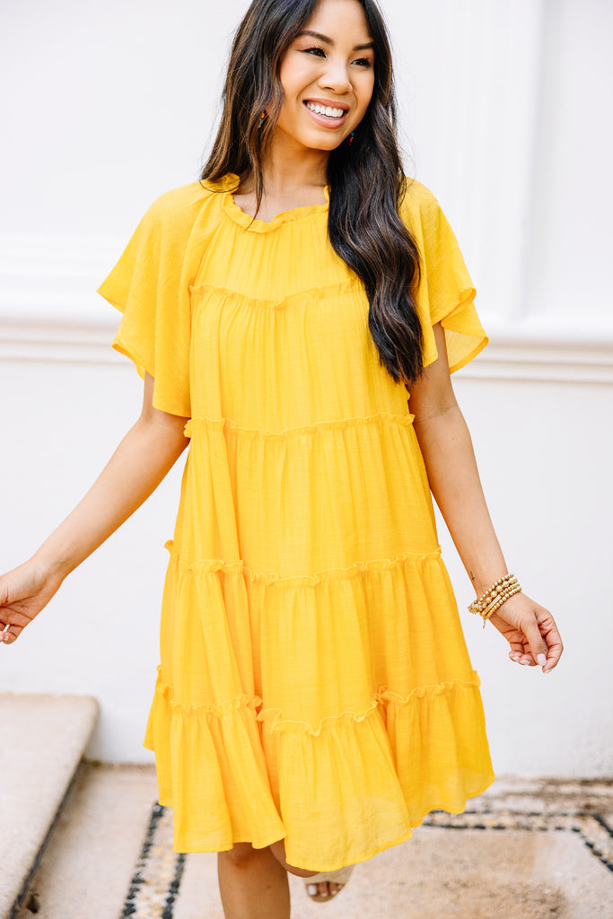 Where It All Begins Yellow Babydoll Dress Shop the Mint