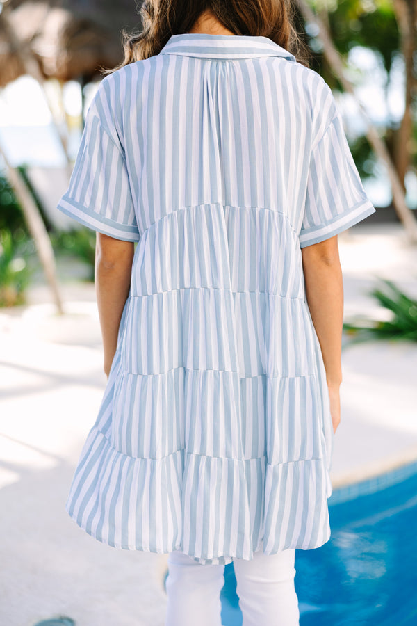 Can't Leave You Behind Blue Striped Tunic