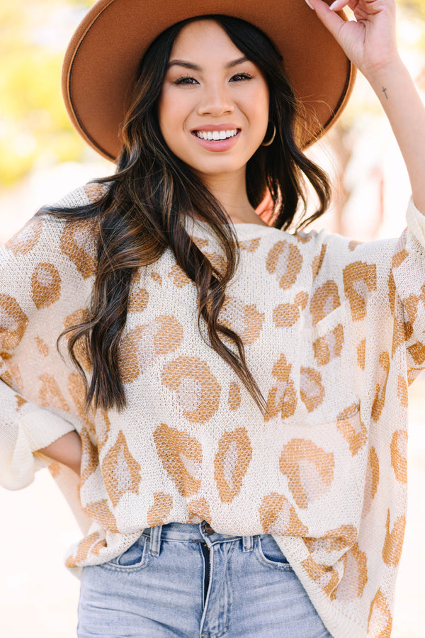 Meet You There Mocha Brown Leopard Sweater